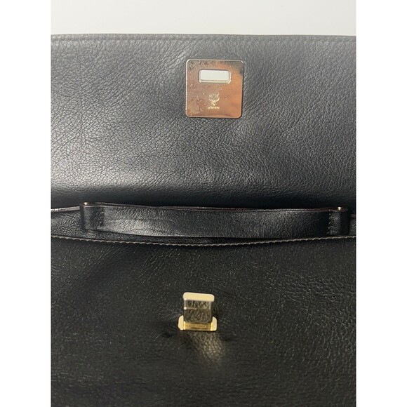 MCM 2WAY Shoulder Bag Handbag Turnlock Men's Women's Black Leather - Picture 9 of 14